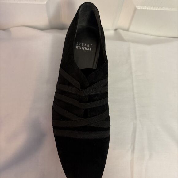 Stuart Weitzman Womens Black Suede Wedge Loafer Old Money Luxurious Latex sz 7.5 - Picture 12 of 16